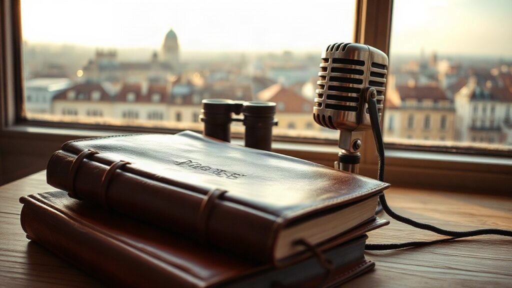 Das Bild zeigt journalistisches Arbeitsmaterial, das an die jahrzehntelange Berichterstattung von Christian Wehrschütz aus Krisengebieten erinnert – Symbolbild, KI-erzeugt