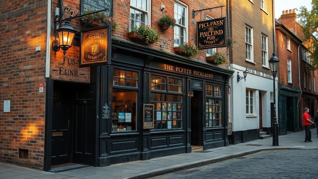 Die traditionelle Fassade eines Londoner Pubs steht sinnbildlich für den neuen Daniel-Craig-Pub in Clerkenwell – Symbolbild, KI-erzeugt