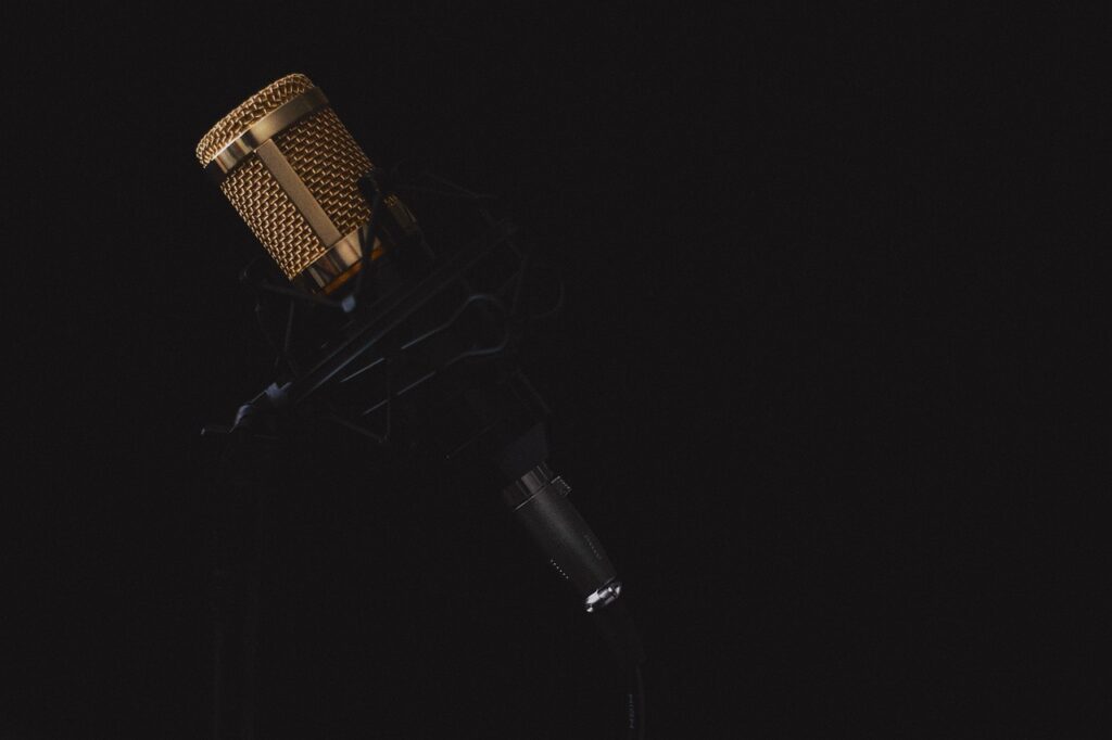 Ein modernes Tonstudio mit Mikrofon und Kopfhörern symbolisiert die Musikkarriere von Ellie Goulding – Foto: lincerta / Pixabay