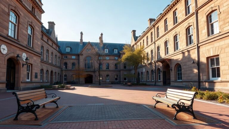 Ruhiger Campus einer australischen Universität, symbolisch für die Rückkehr von Ingrid Alexandra zu ihrem Studium in Sydney – Symbolbild, KI-erzeugt